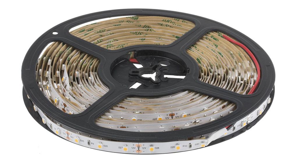 LED-list, LS, 10m, 12V, 400mA, 4.8W, Varm vit